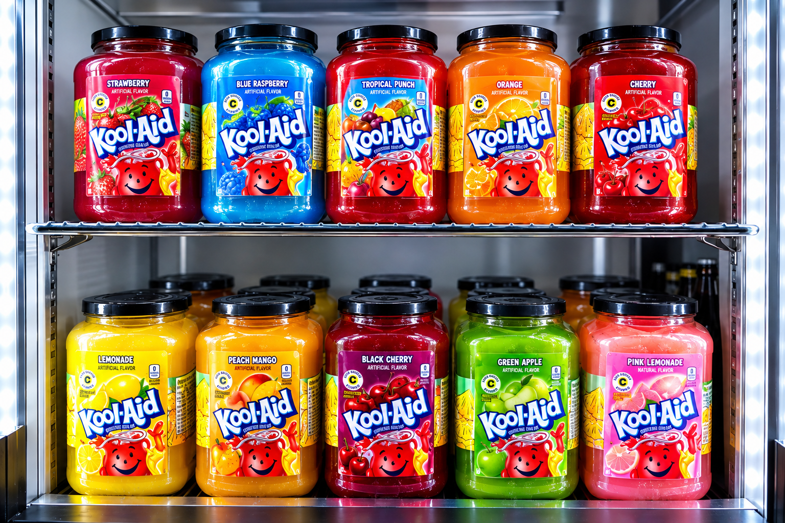 Jars of fresh juice at the counter