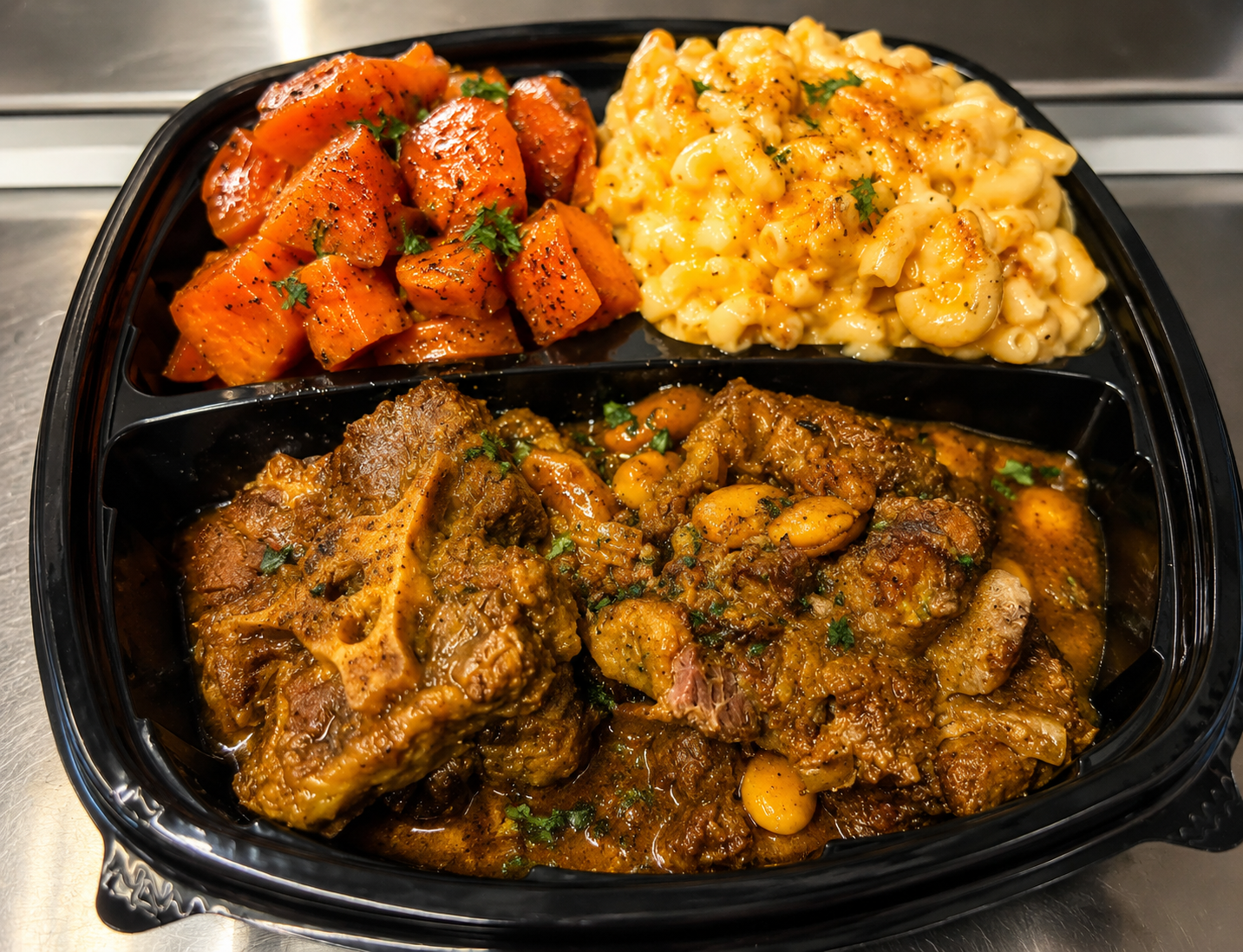 Famous oxtails, mac and cheese