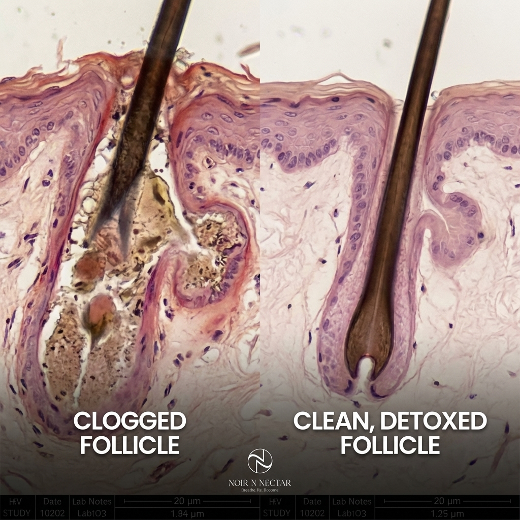 Clogged vs Clean Hair Follicle Microscopic Image