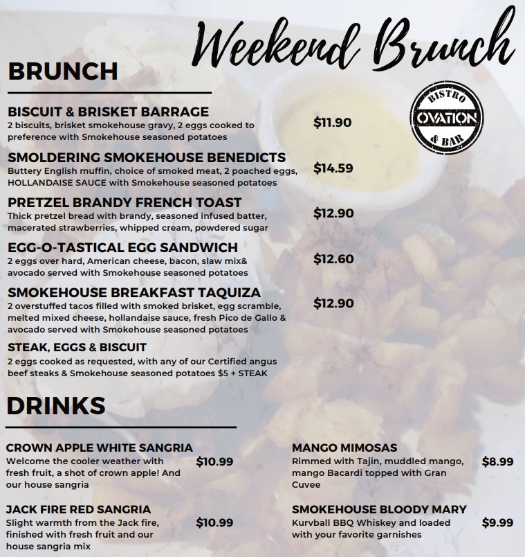 Ovation Bistro & Bar Menu