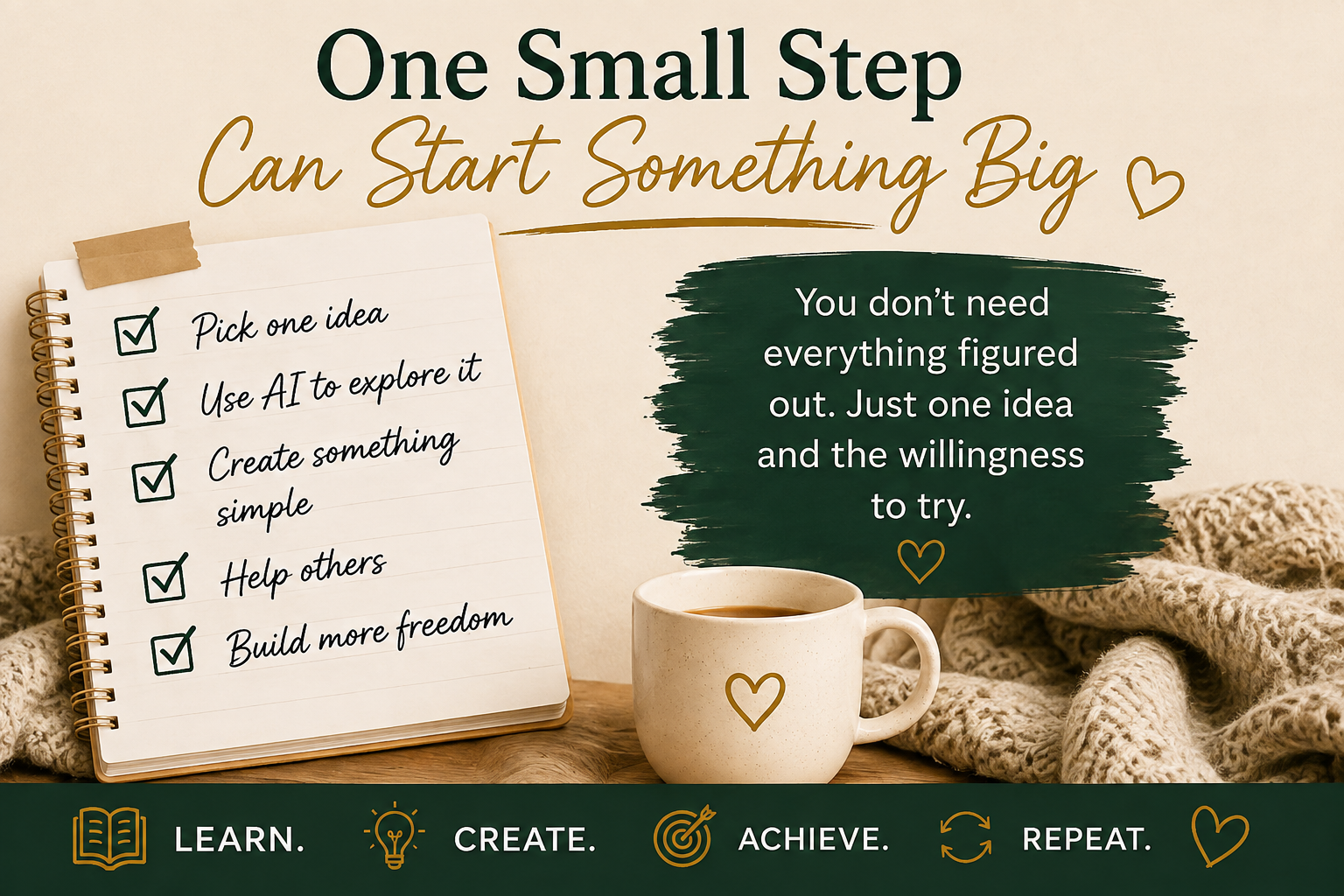 One small step can start a digital product idea using AI for beginners