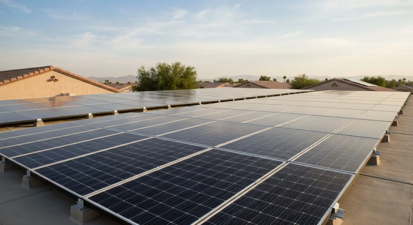 Solar panel installation on residential roof