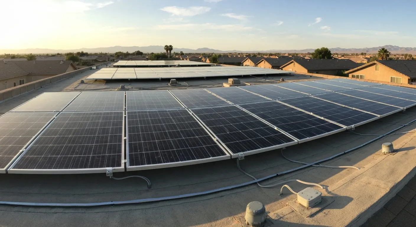 Solar panel installation on rooftop