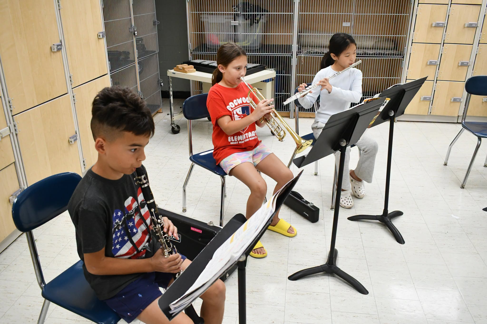 Smithtown students playing instruments in music class