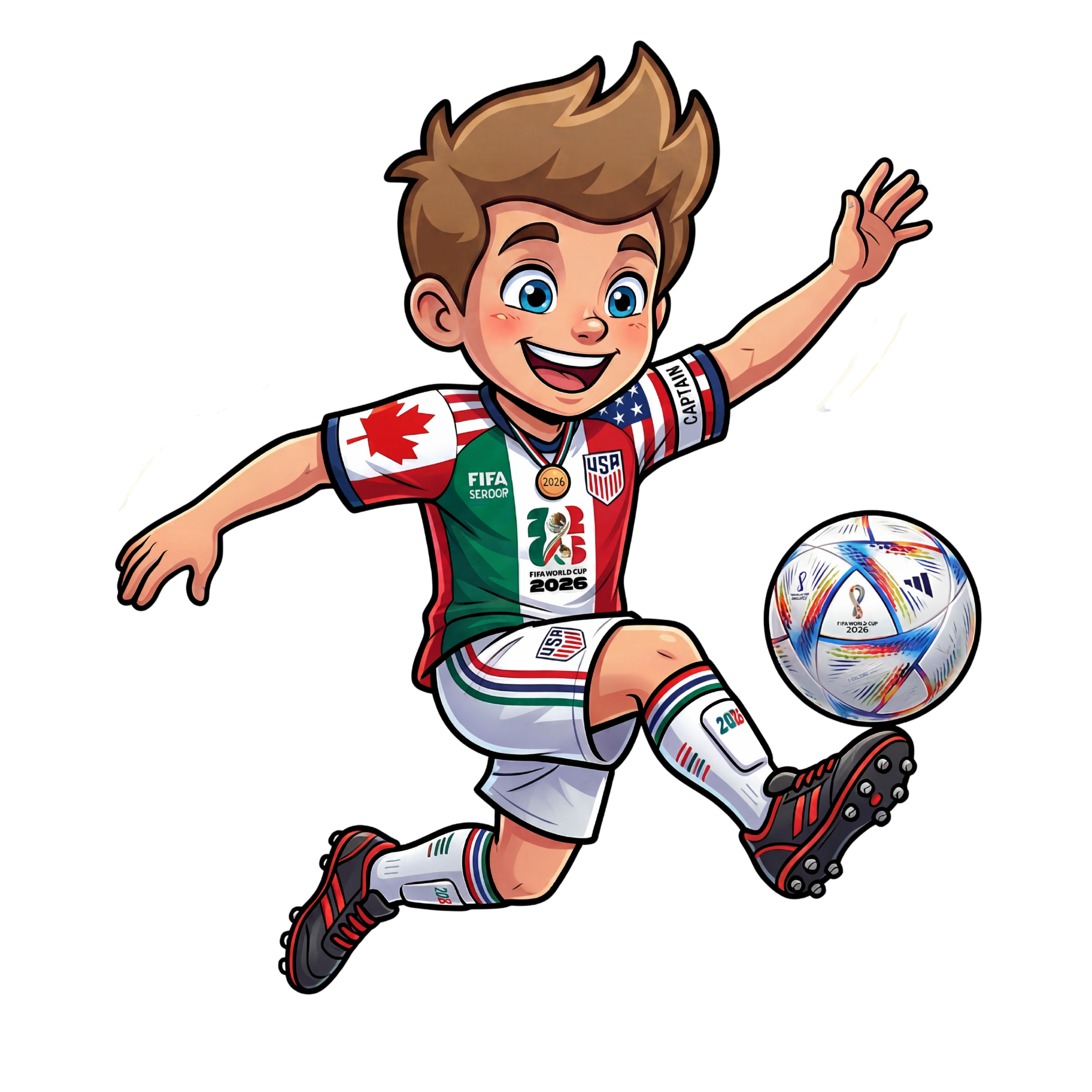 Tiky the mascot kicking a soccer ball