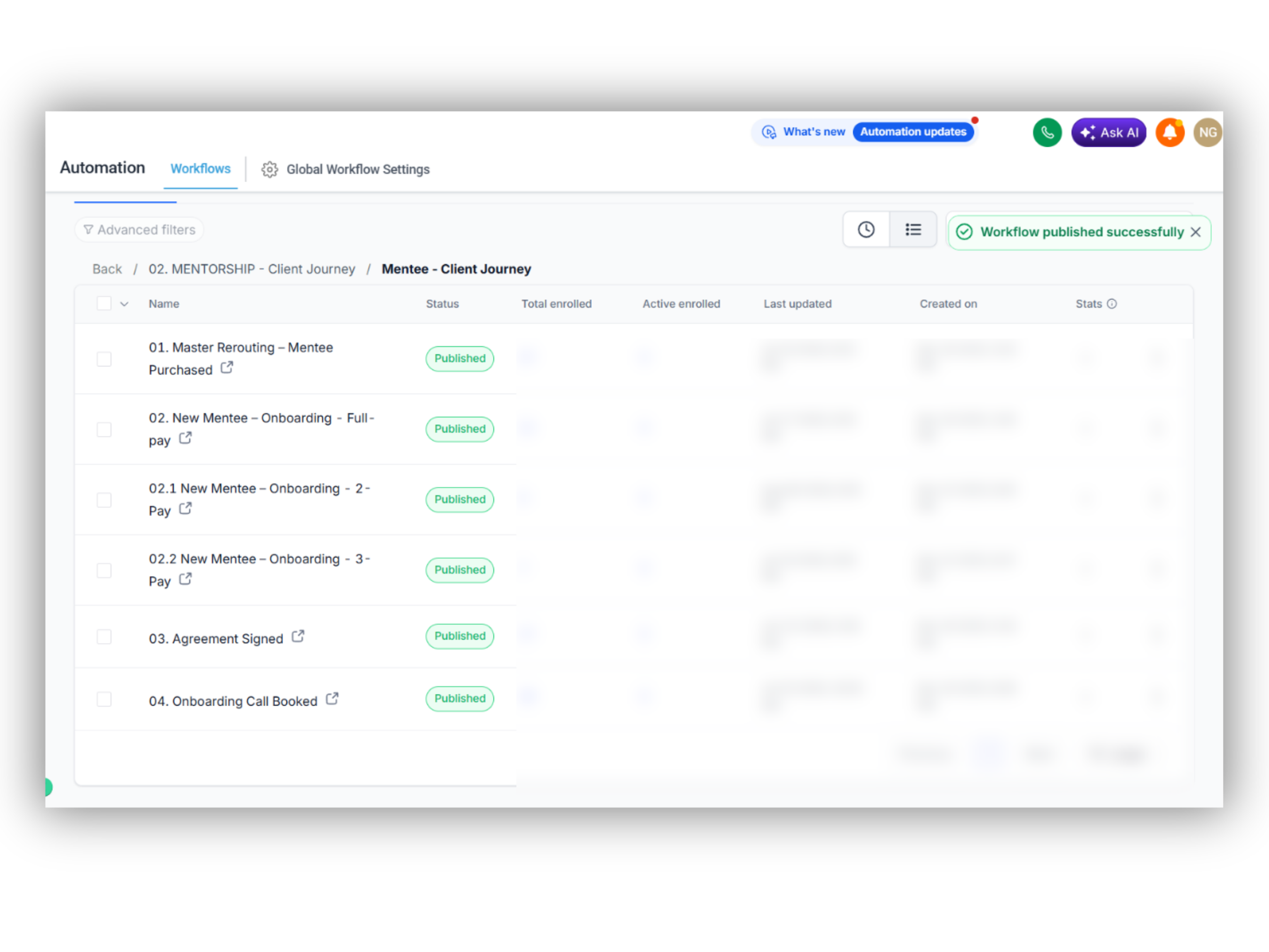 Mentorship Client Journey System