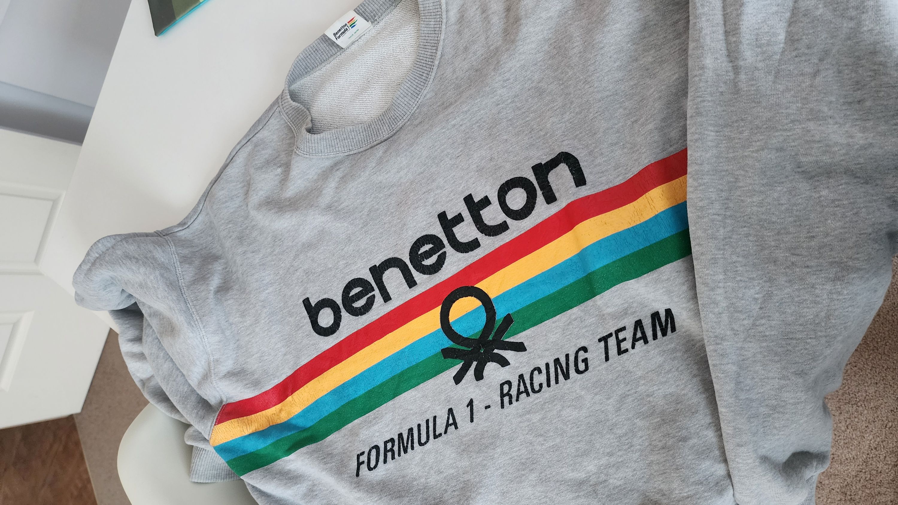 Grey sweater Benetton logo Vintage