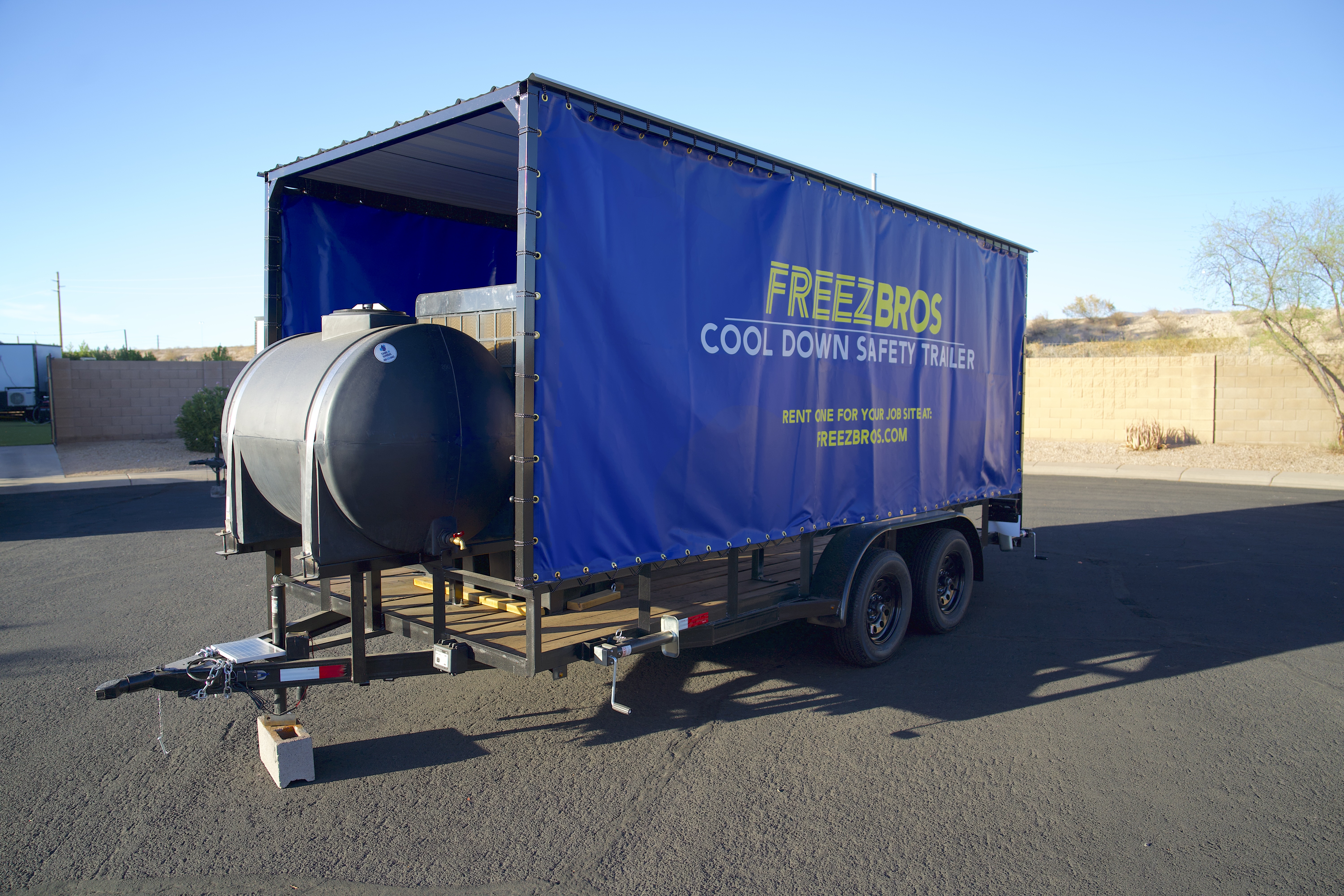 Evaporative cooling trailer front view