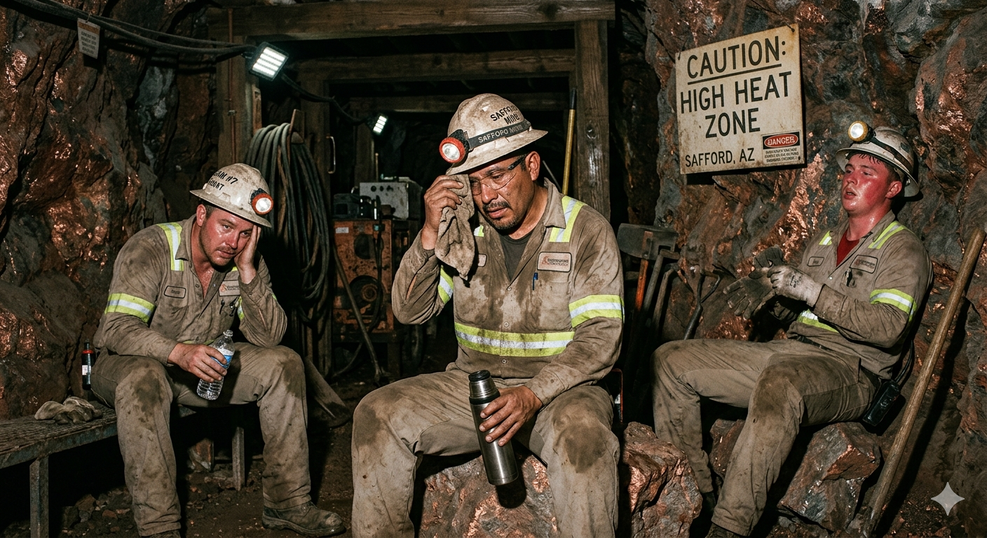 Copper mine workers overheated in high heat zone Safford AZ