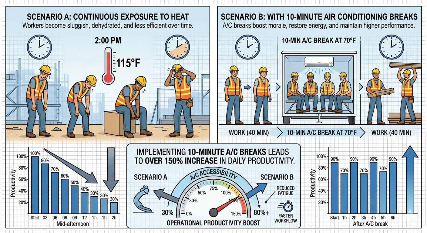 Productivity boost with air conditioned trailer breaks
