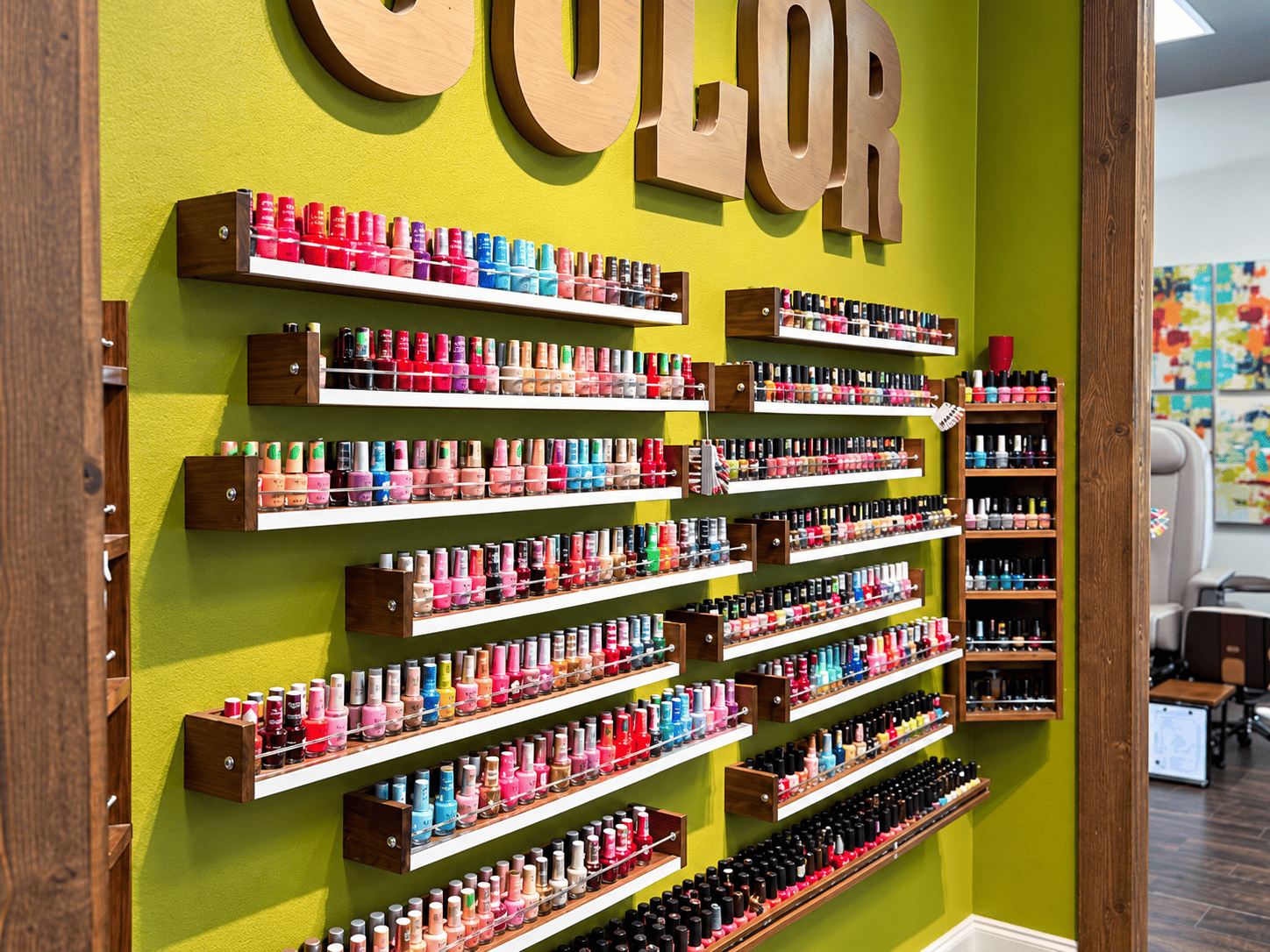 Pedicure and nail area at Nailed It! salon in Colleyville TX