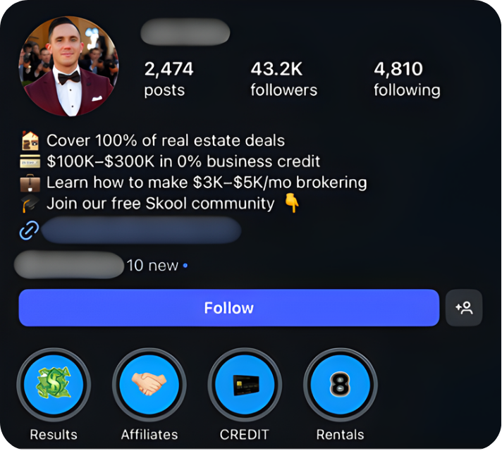 Client IG profile — Get New Leads