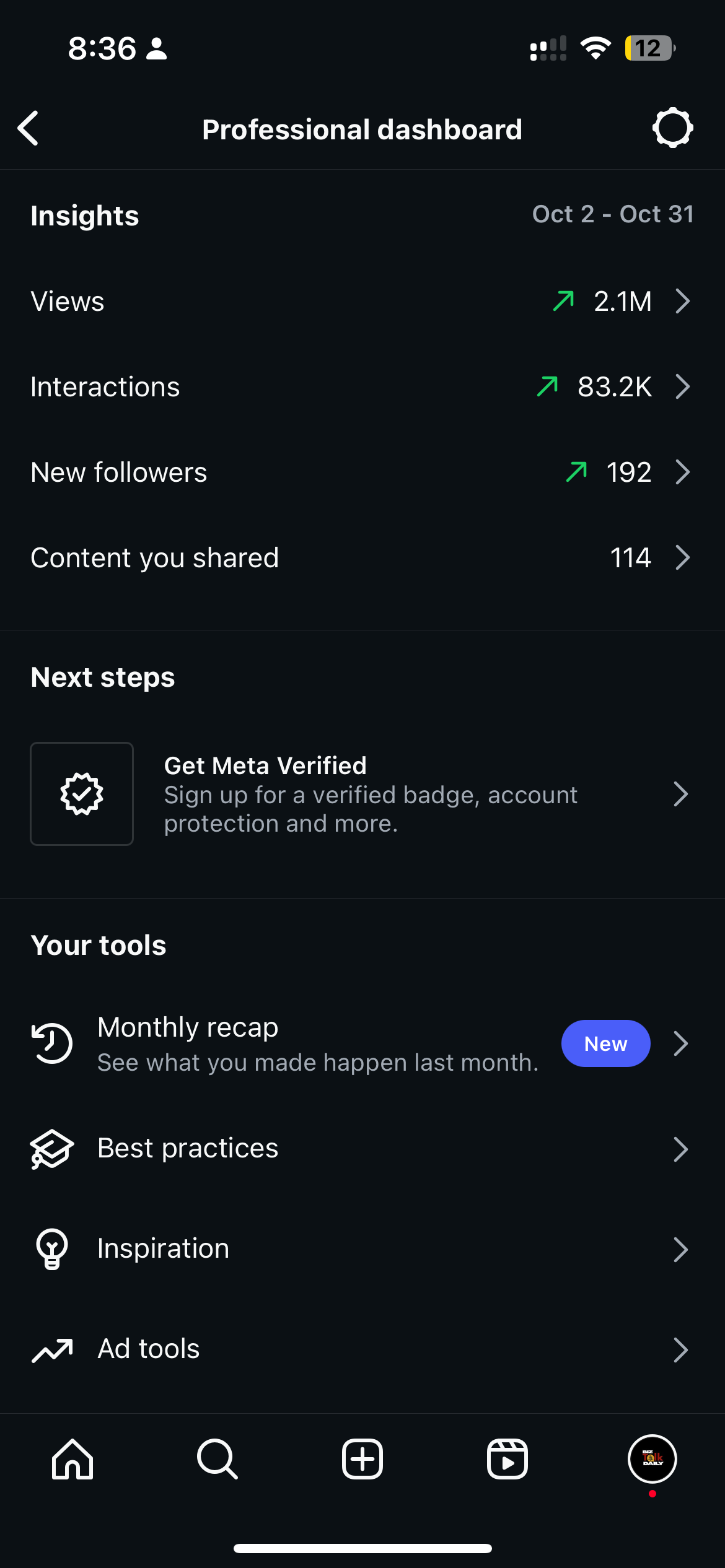 Analytics screenshot