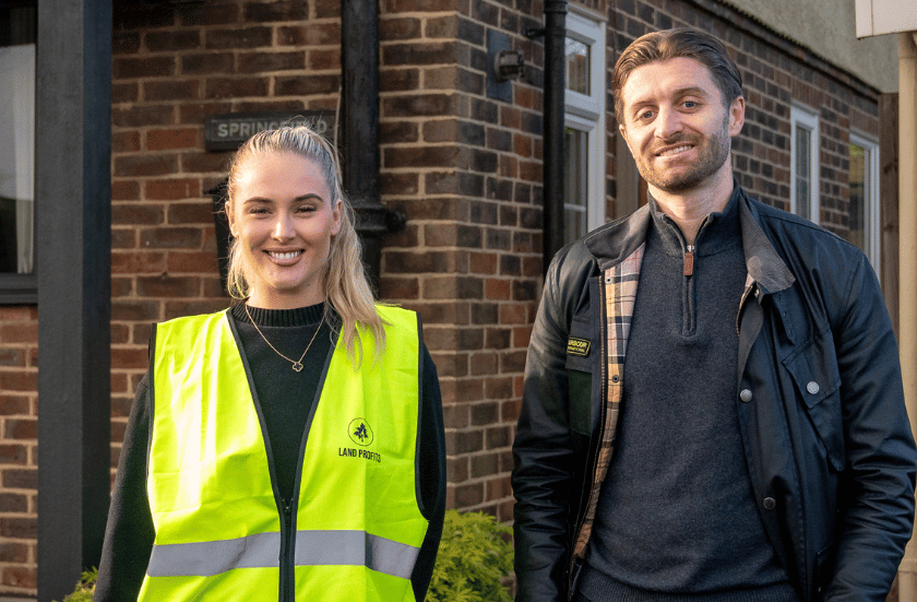 Ella on site with a Land Profits member
