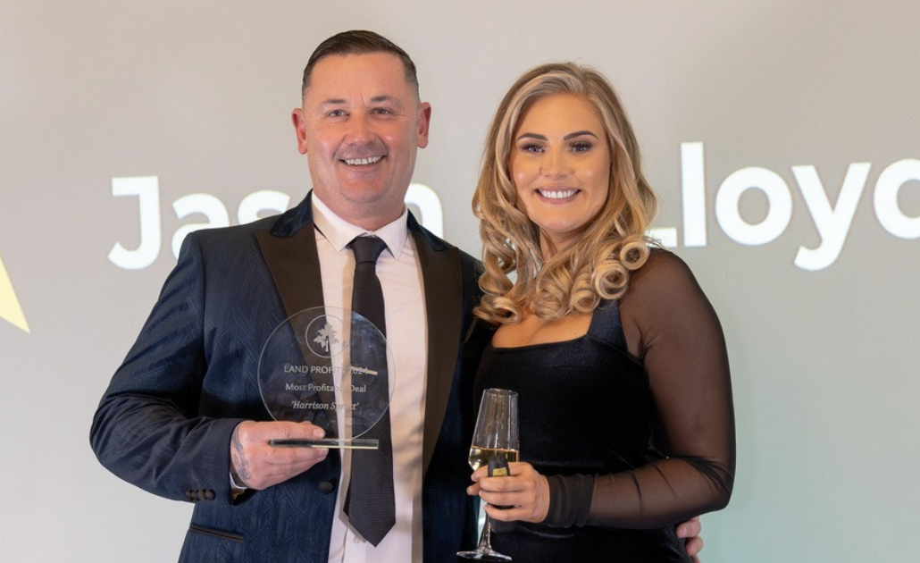 Jason Spratt with Ella Hardy at the Land Profits awards