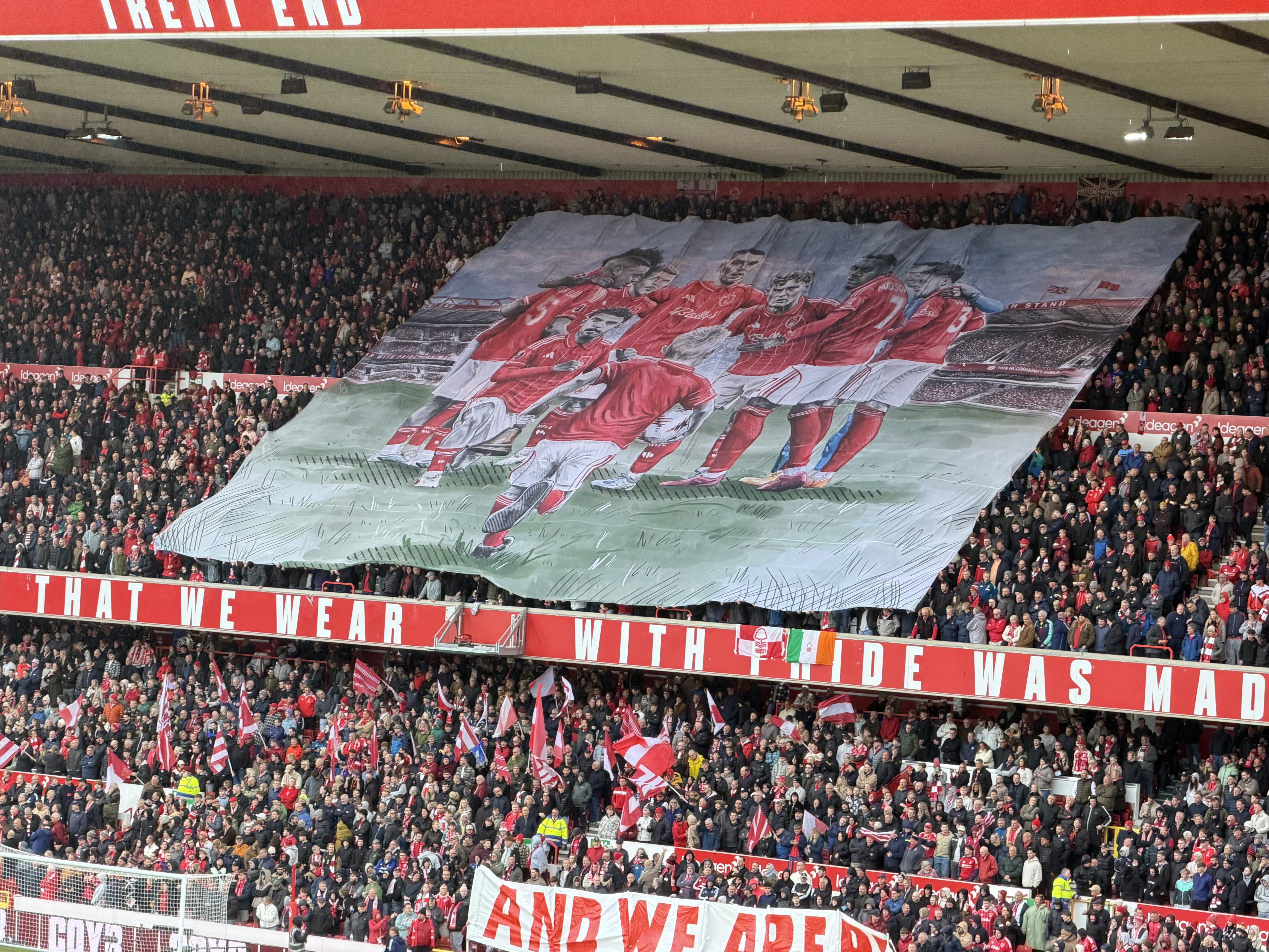 Forza Garibaldi matchday display at the City Ground