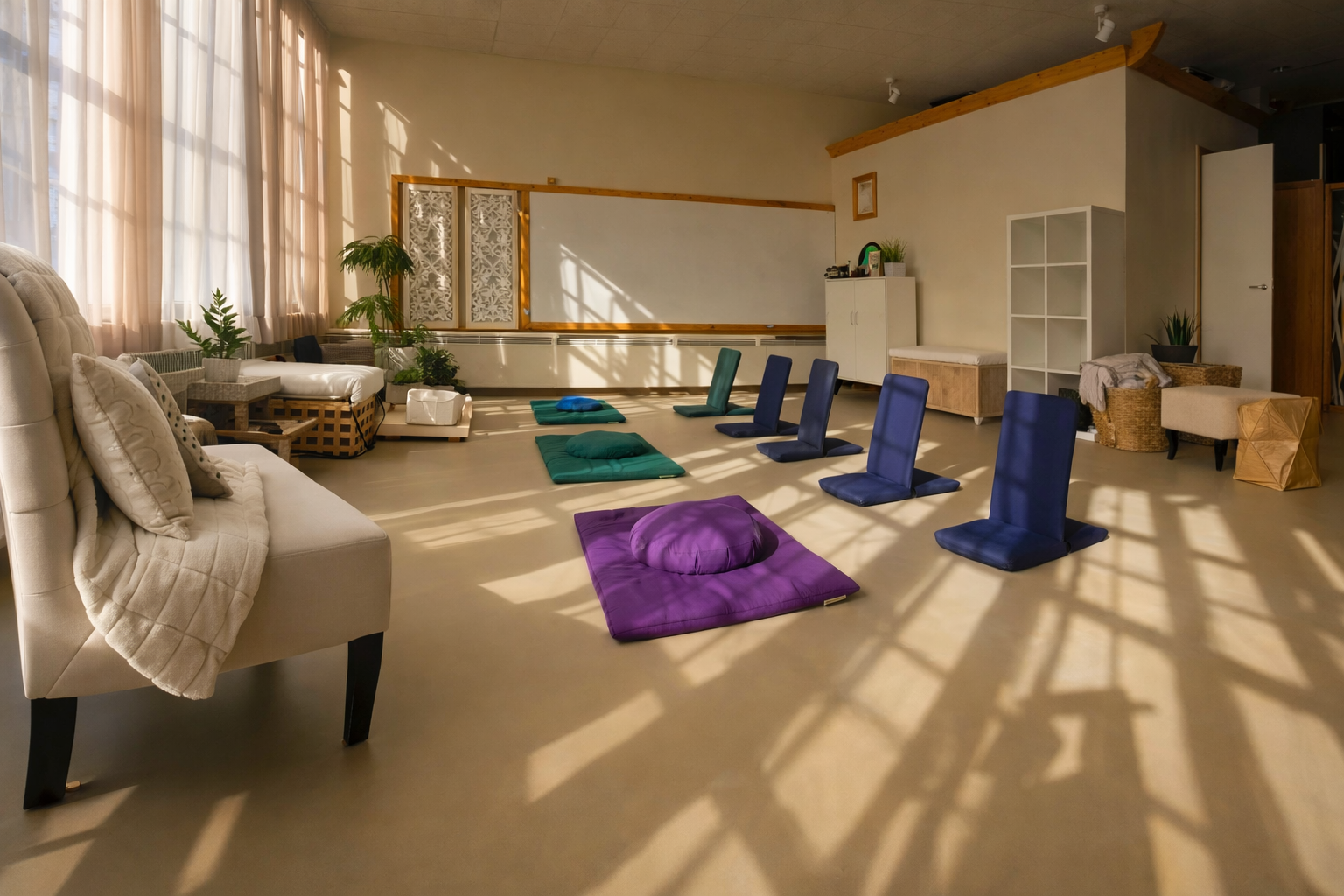 SOMA Flow massage room — treatment table with warm lamp light