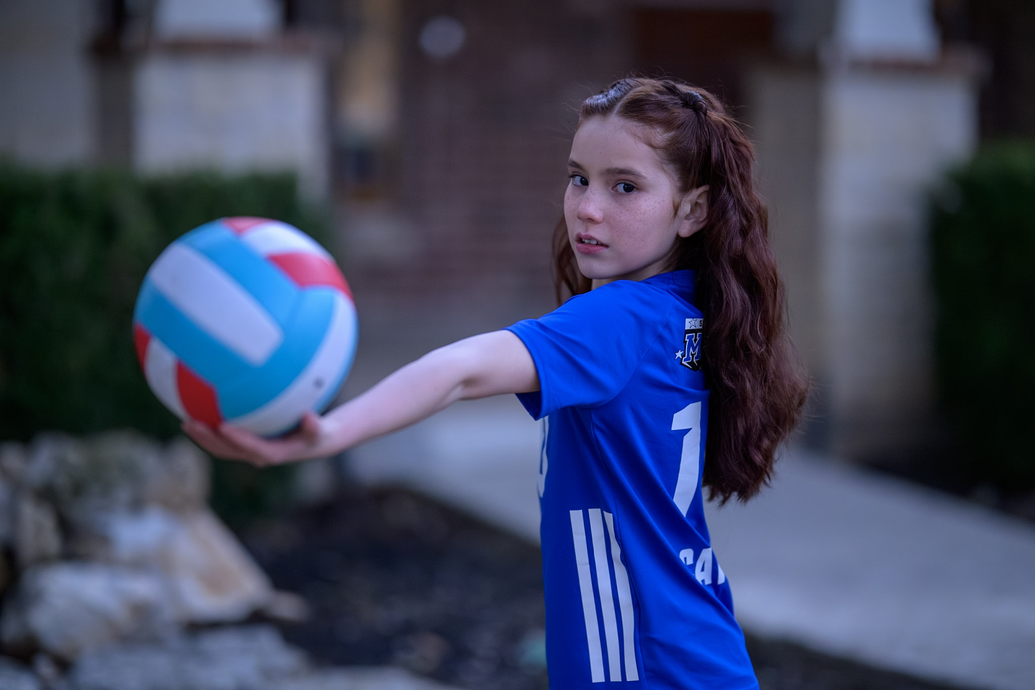 Sabrina practicing with a volleyball