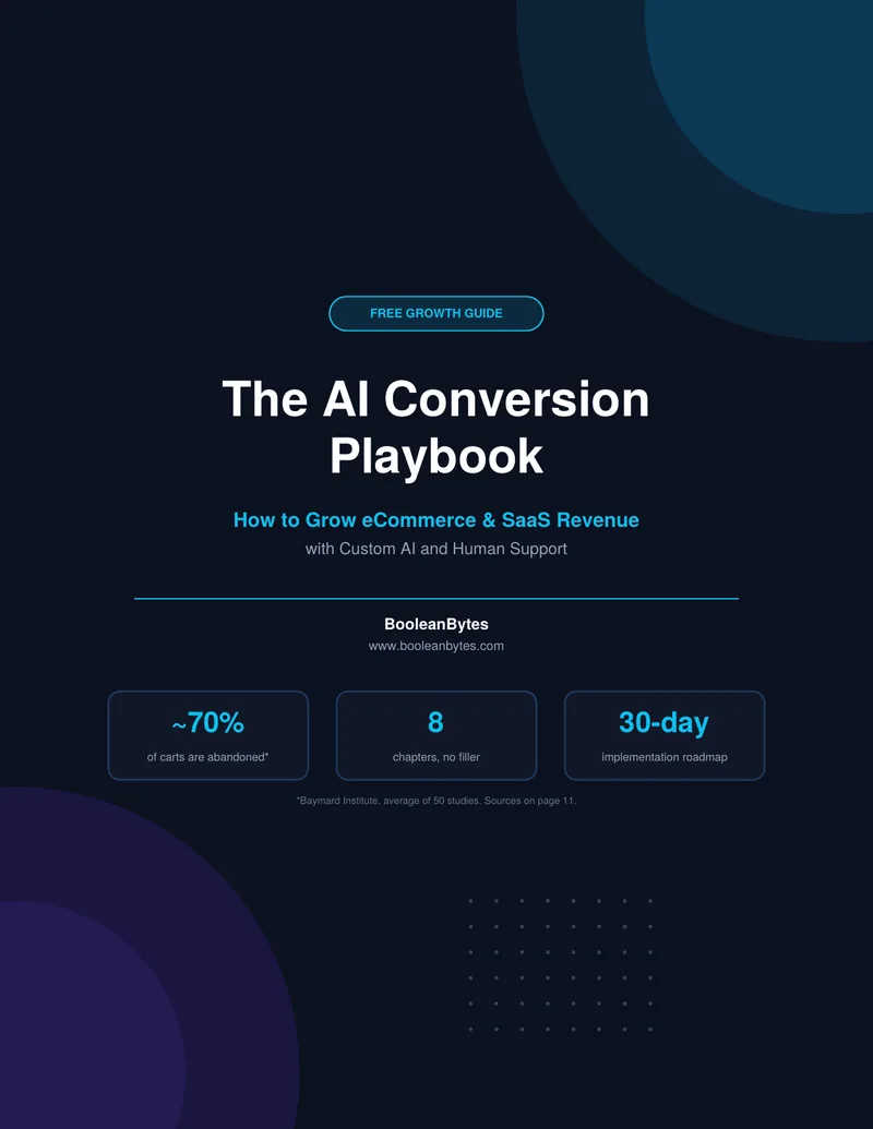 Cover of The AI Conversion Playbook, a free growth guide by BooleanBytes