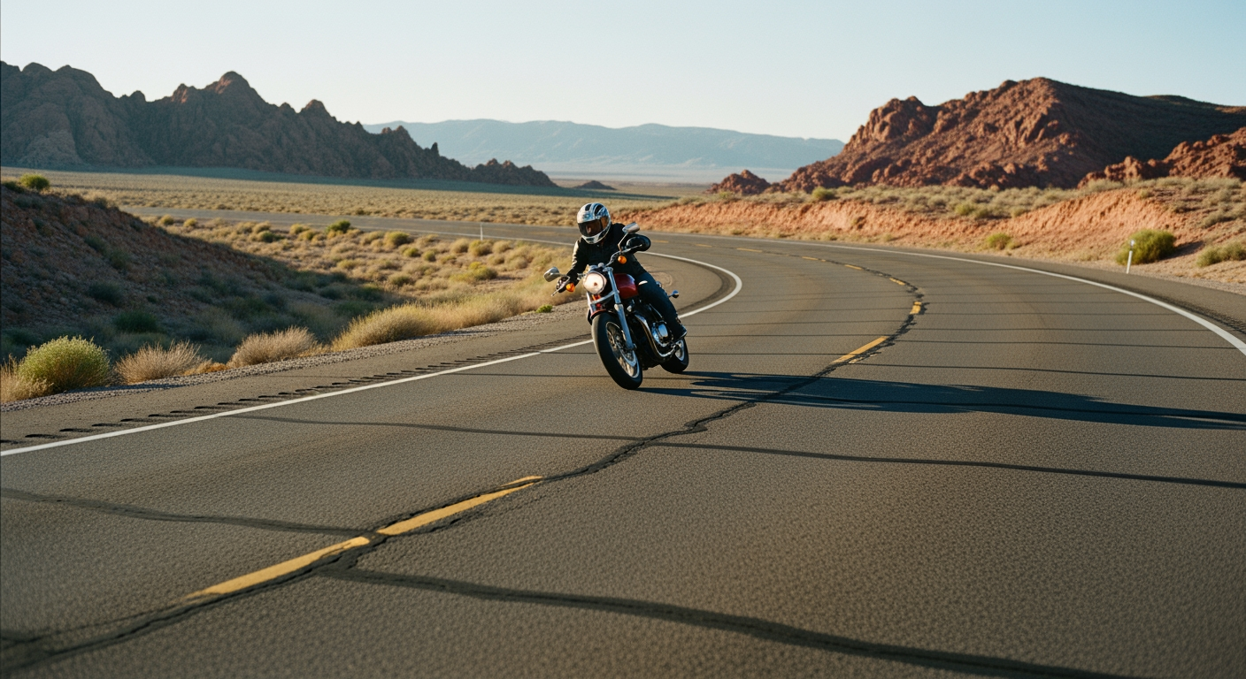 Southern Nevada desert highway at dawn