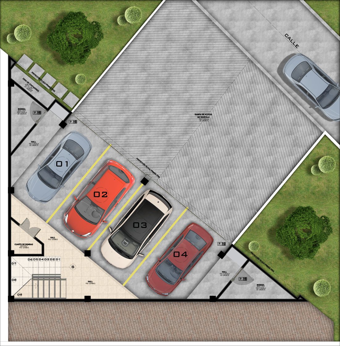 Planta del sótano de parqueos del Loft 15