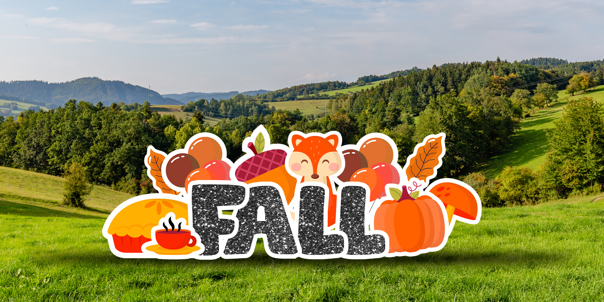 Fall themed yard display