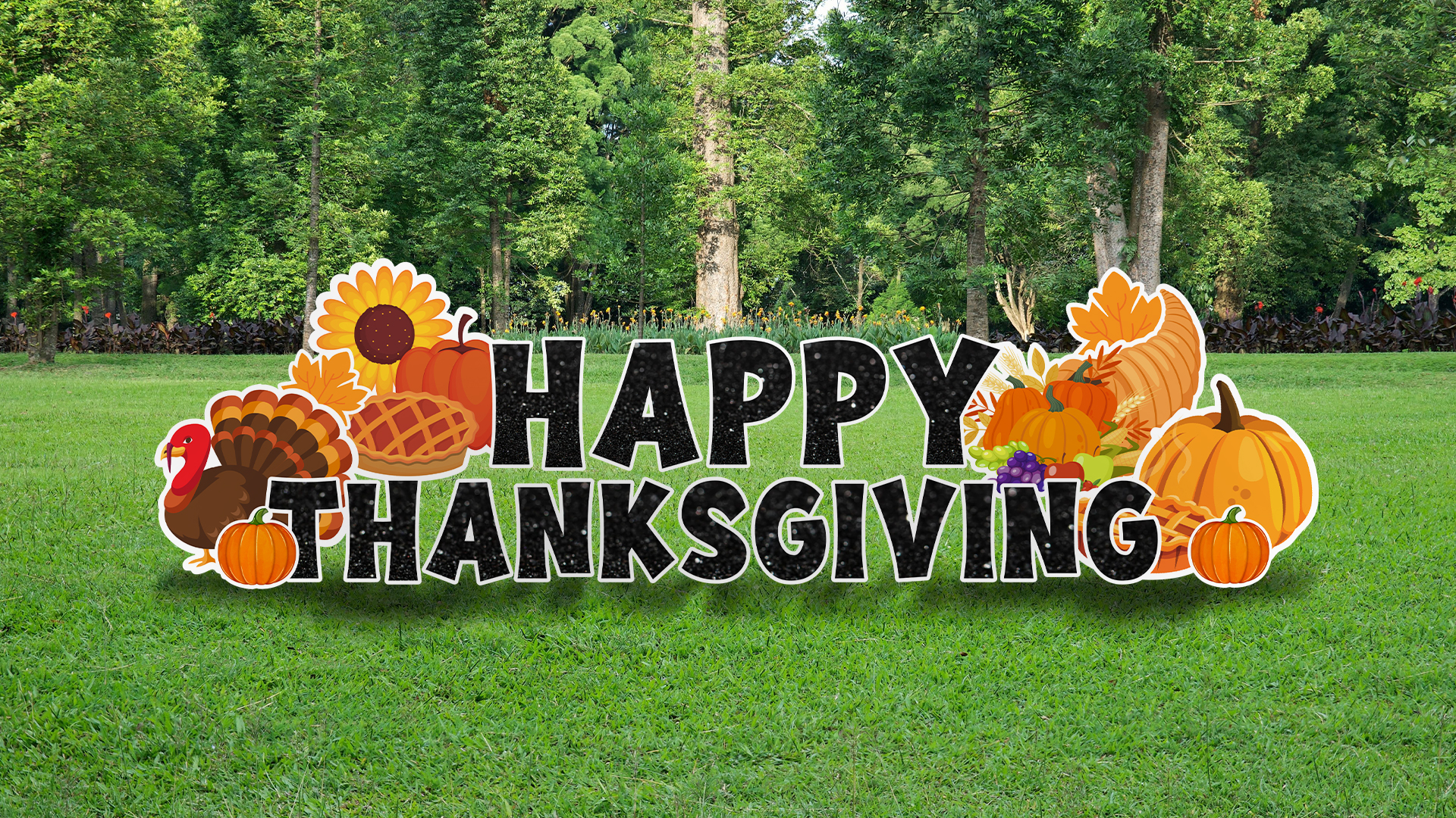 Happy Thanksgiving yard display, standard style