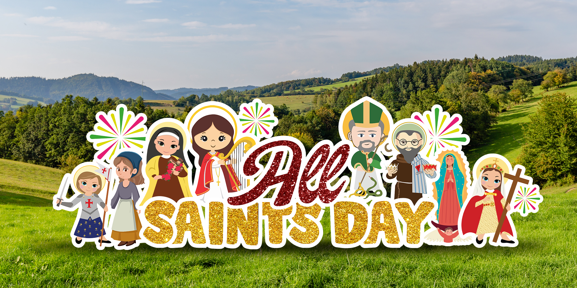 All Saints Day yard display