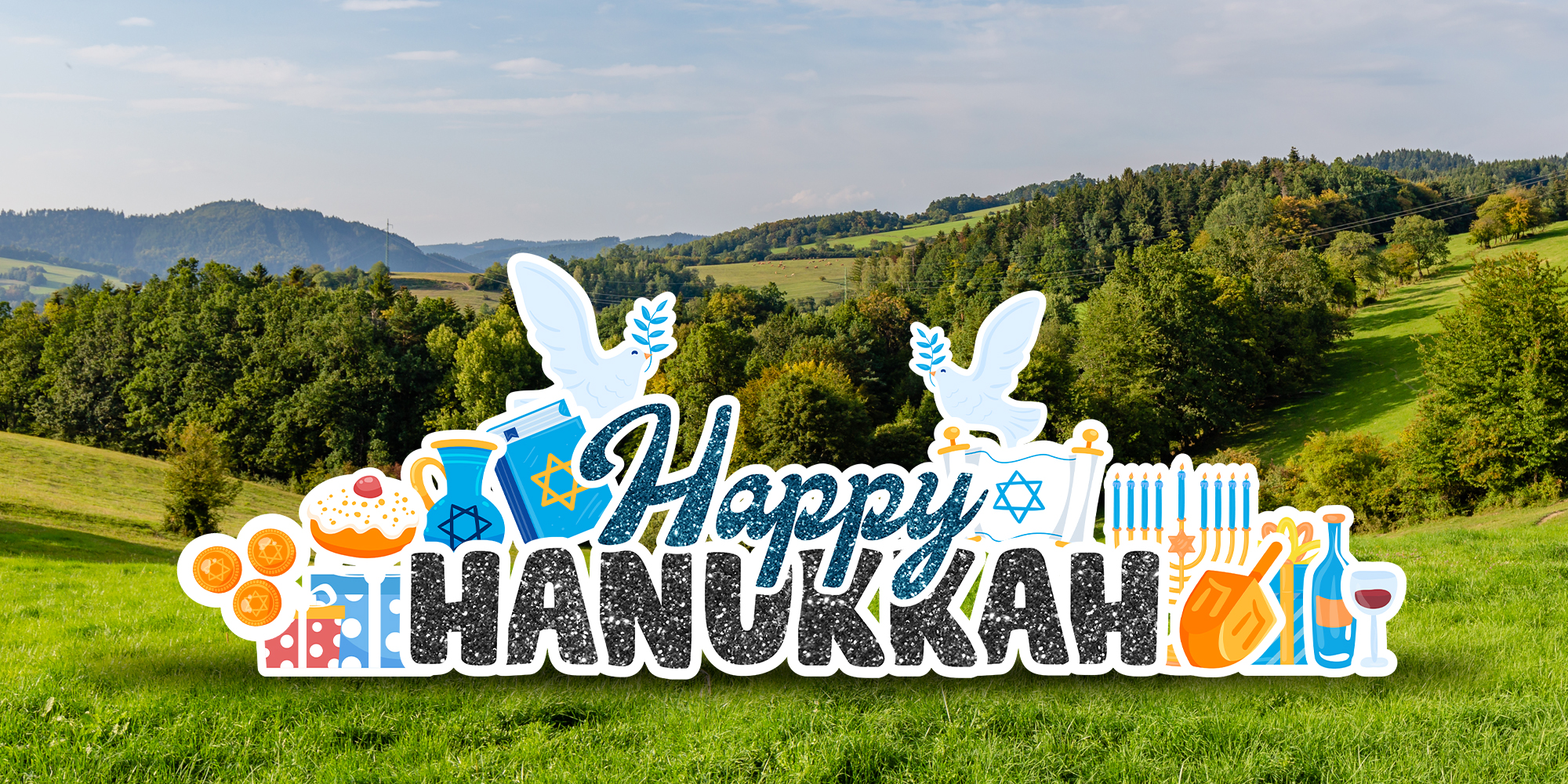 Happy Hanukkah yard display