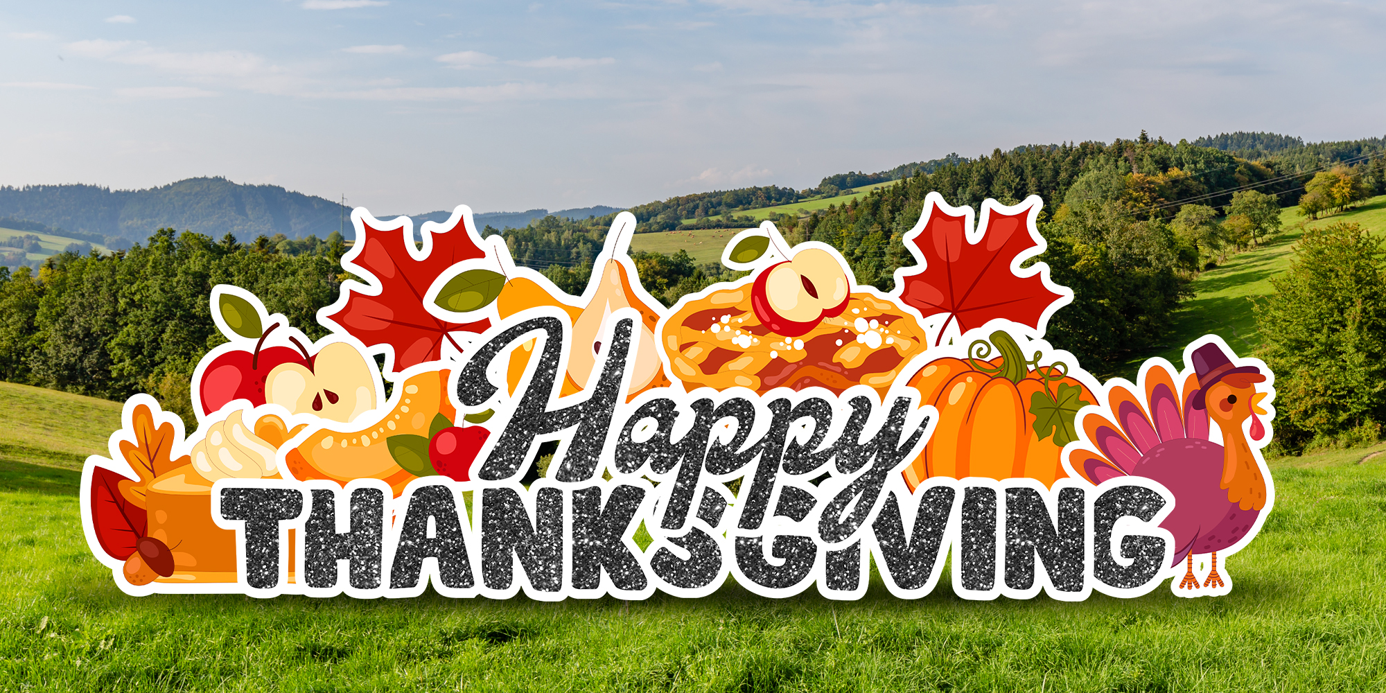 Happy Thanksgiving yard display, deluxe style