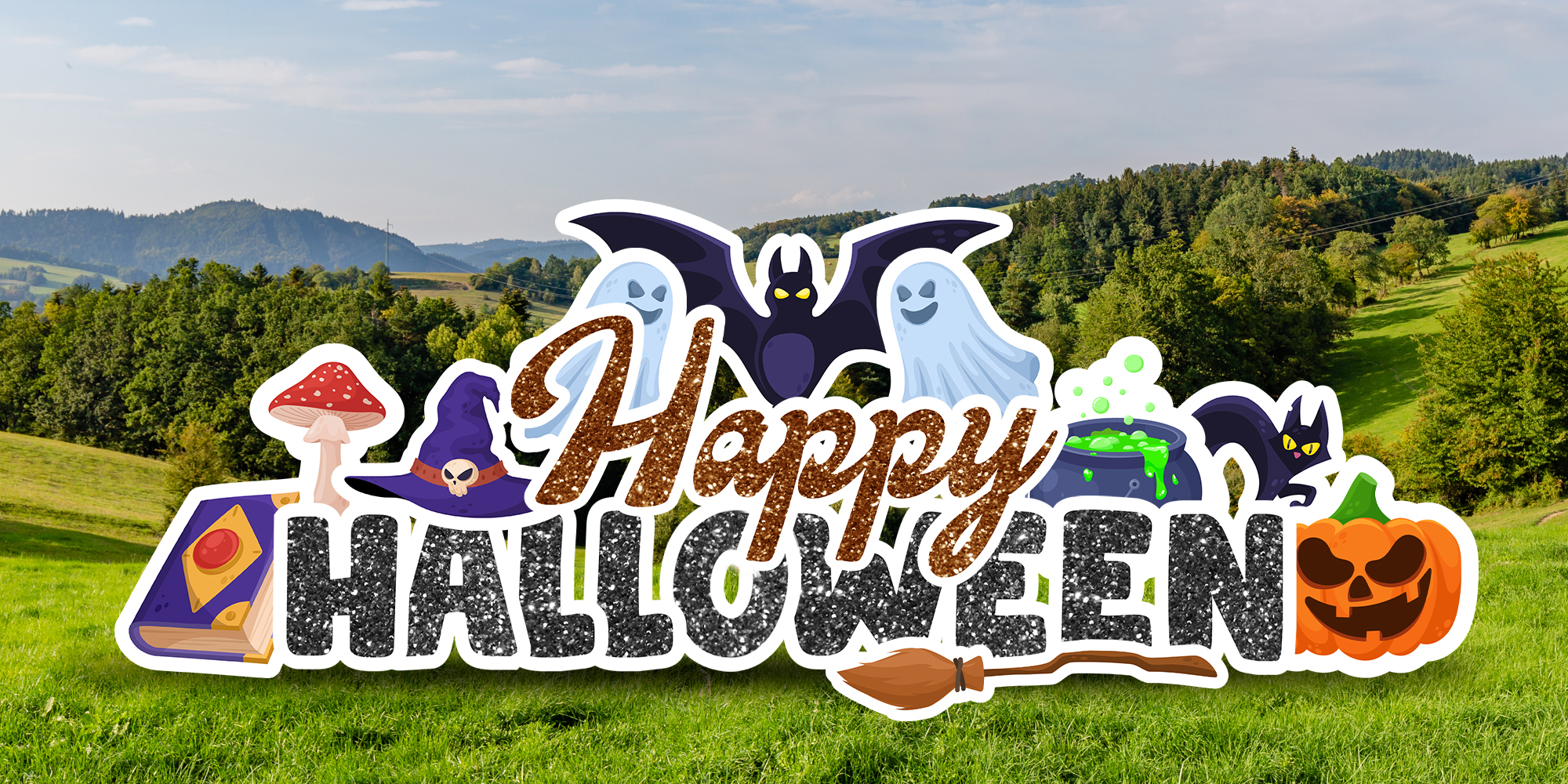 Happy Halloween yard display, deluxe style