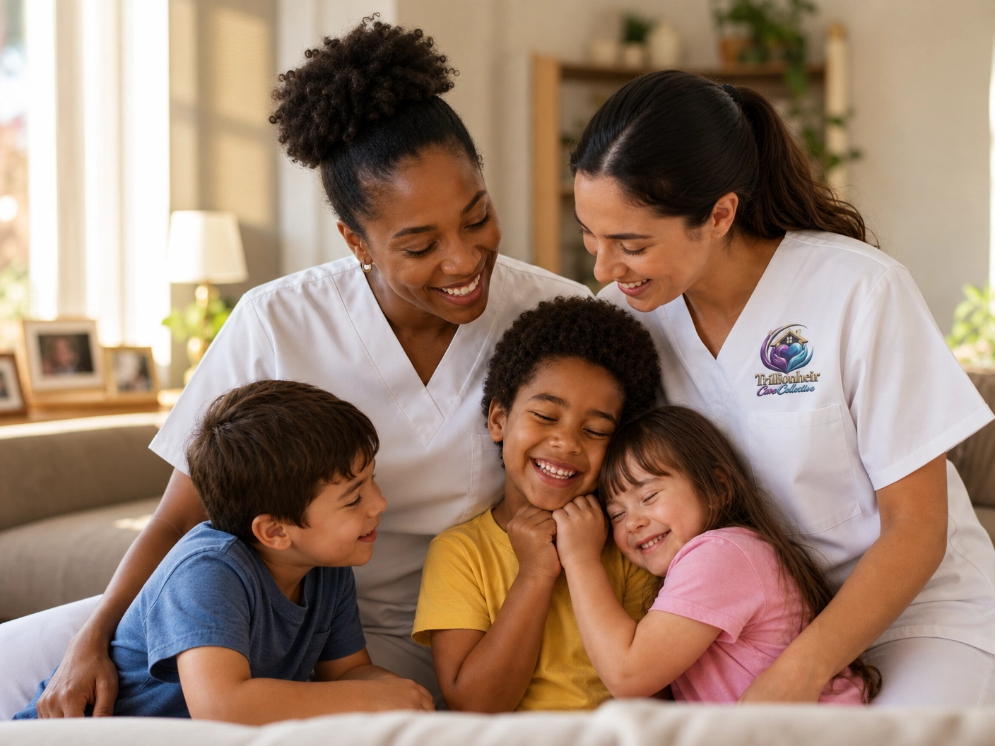 Caregiver with children