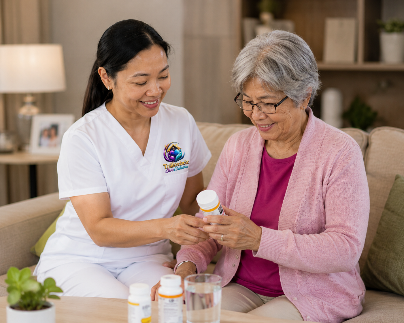Caregiver helping senior