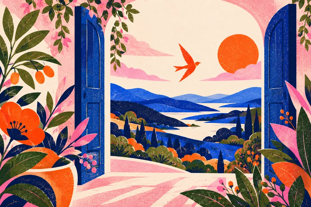Une porte ouverte sur un paysage