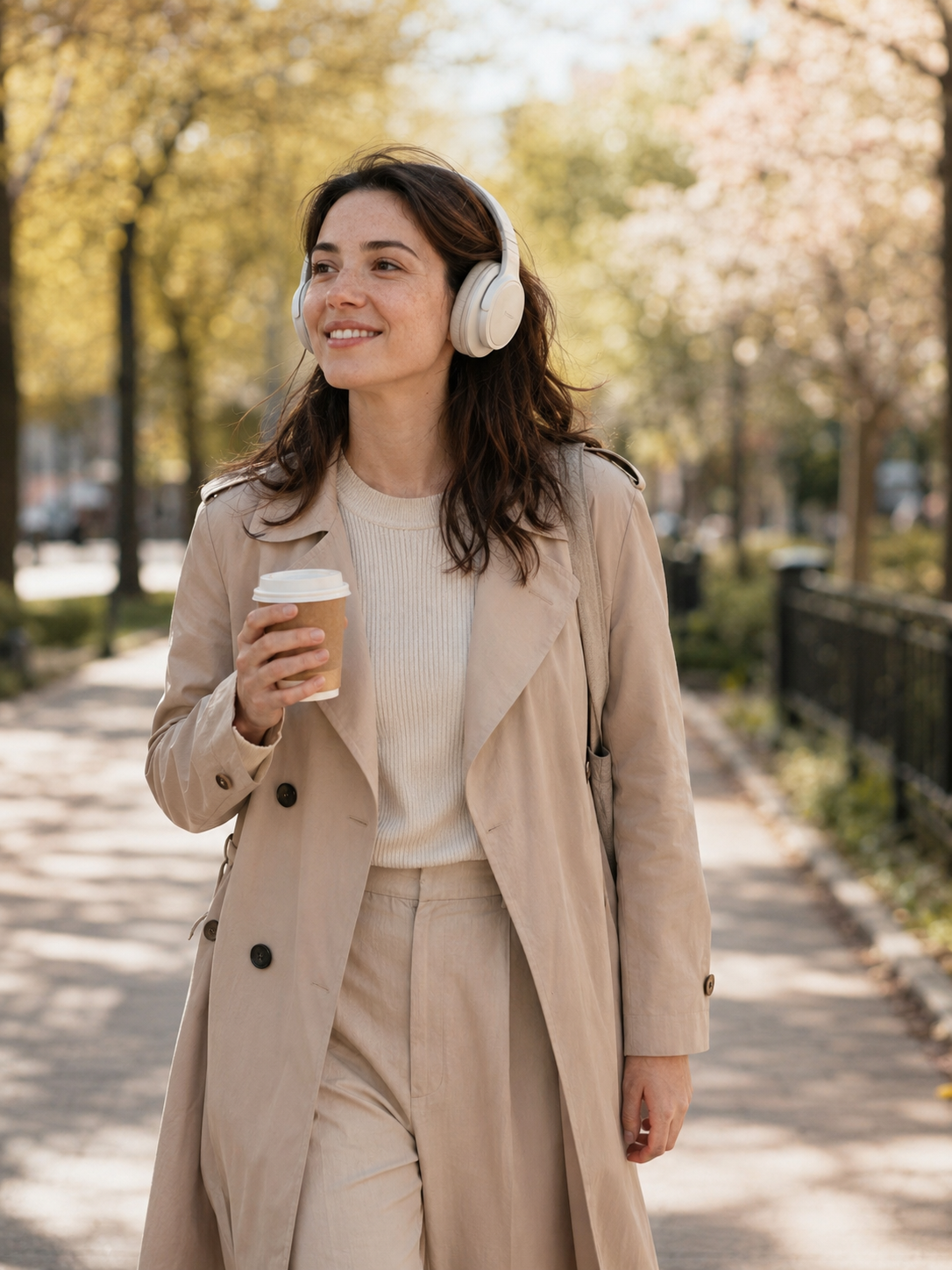 Listening to a podcast on a morning walk