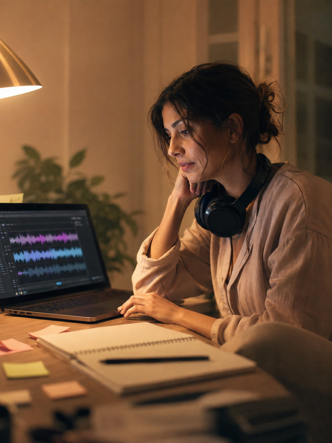 A long evening of editing at the desk
