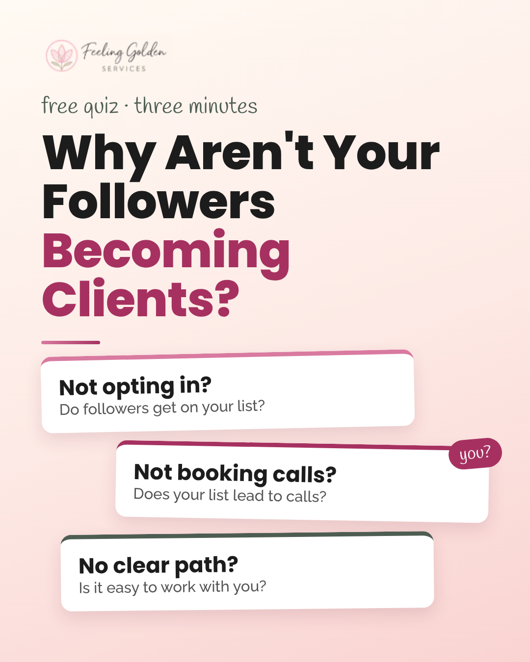 Why aren't your followers becoming clients? Take the free quiz