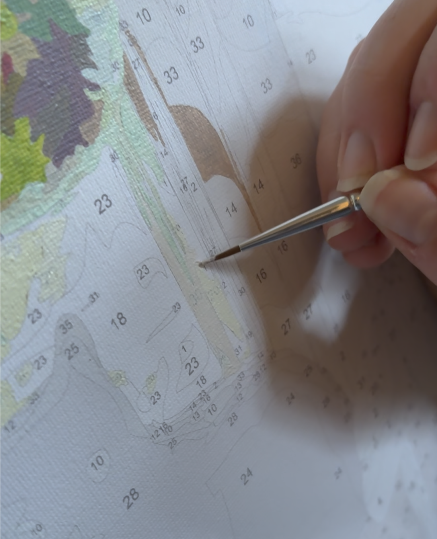 closeup of the paint by number