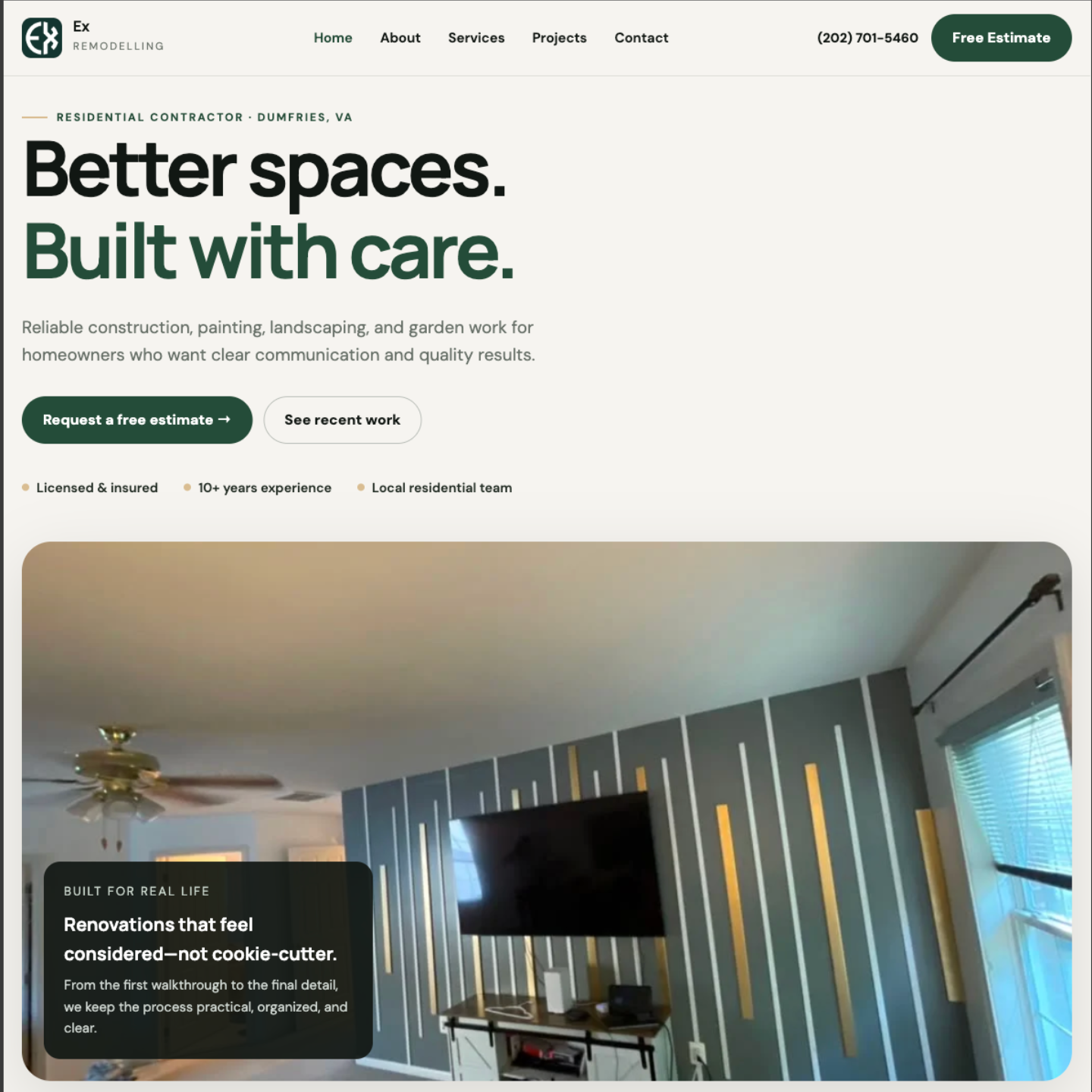 Ex Remodeling desktop website preview