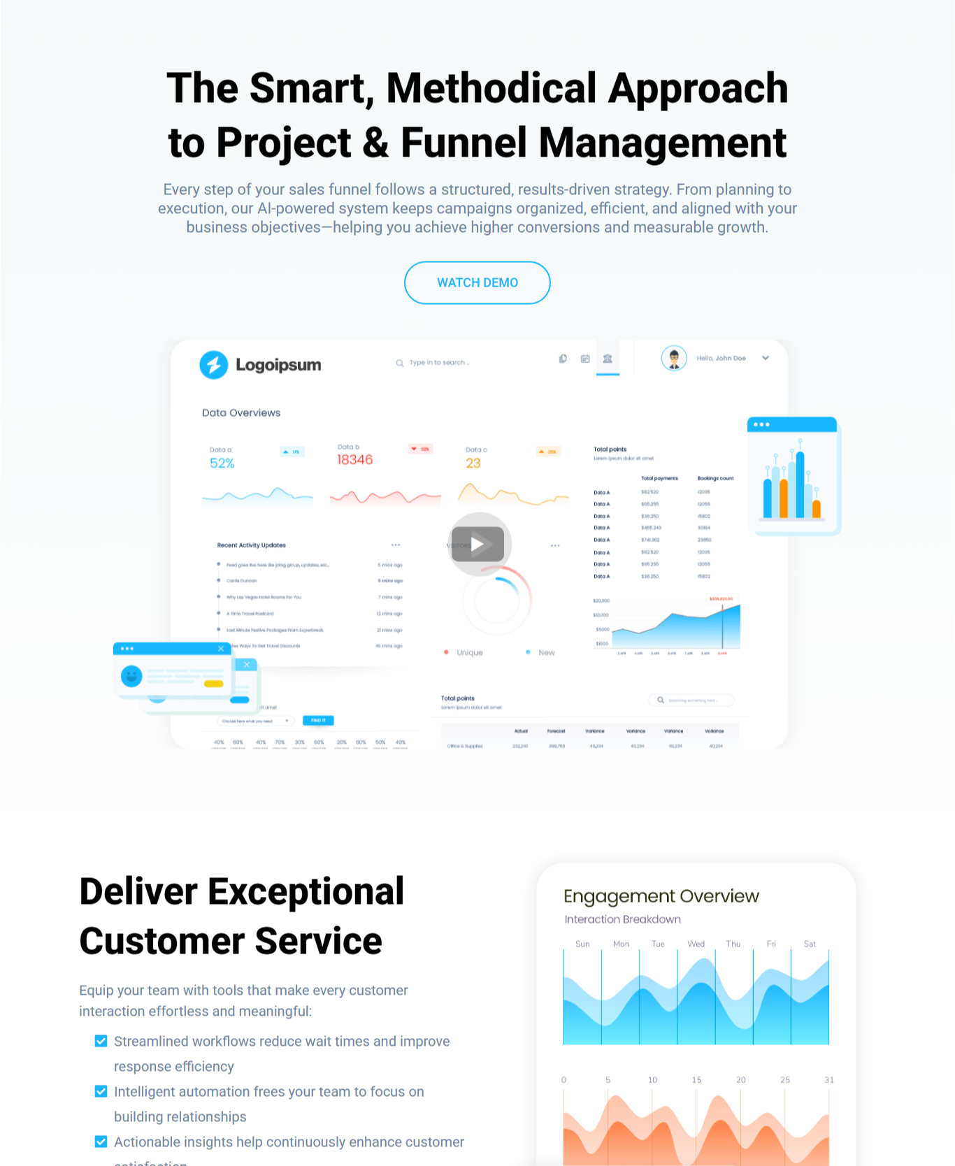 Project & Funnel Management SaaS Page