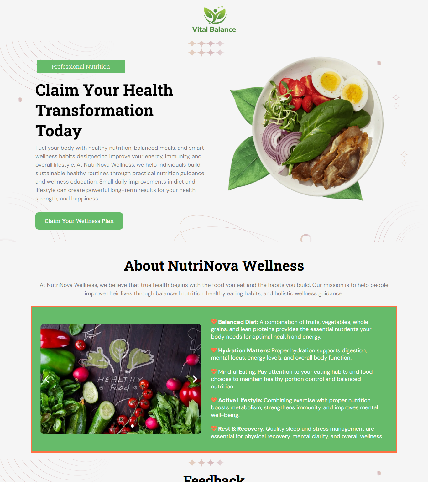 Vital Balance Nutrition Wellness Funnel
