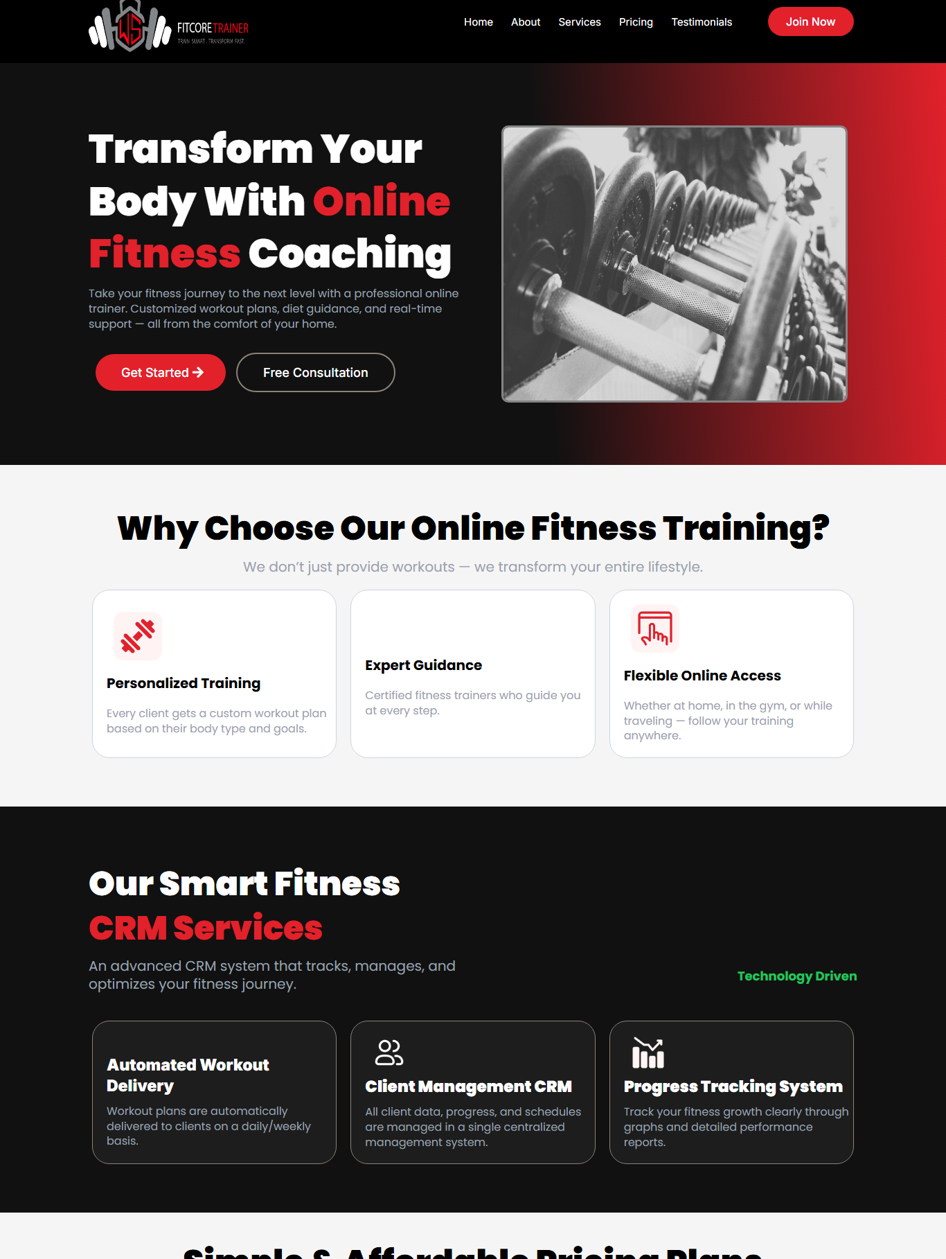 FitCore Online Fitness Coaching Funnel
