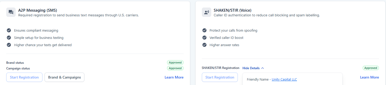A2P 10DLC Registration — Capital & Funding