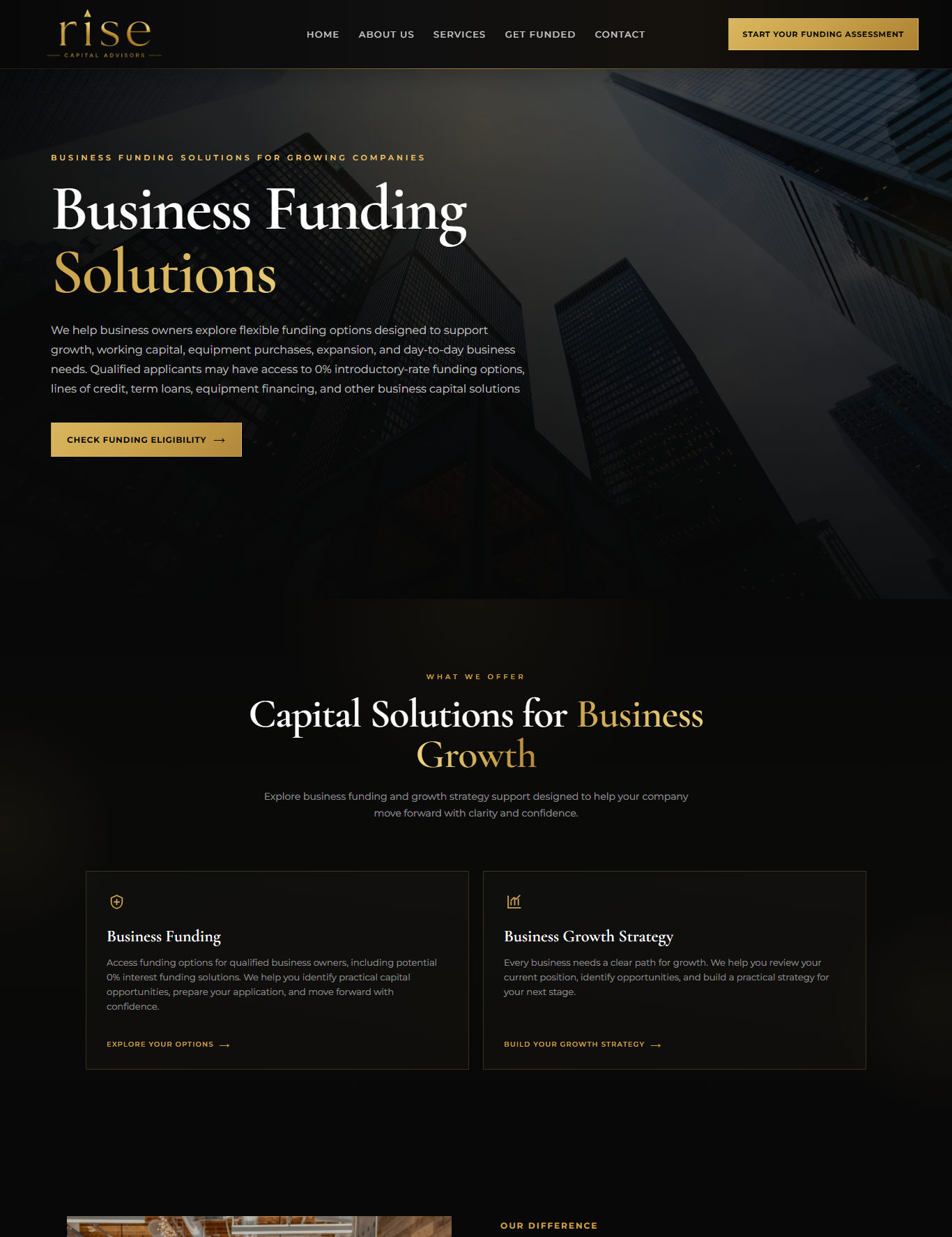 Rise Capital Advisors Business Funding Website