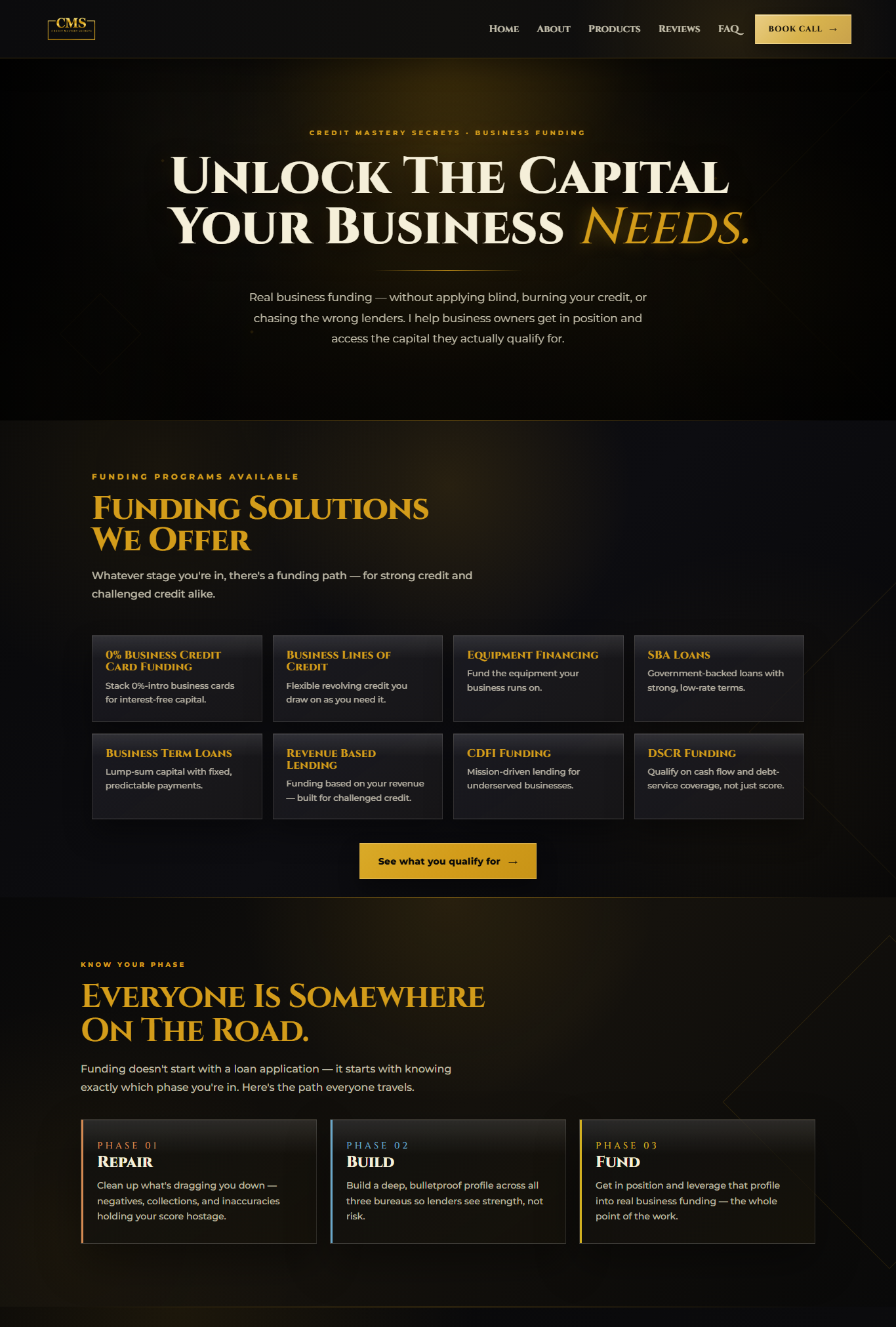 CM Secrets Business Funding & Credit Repair Website