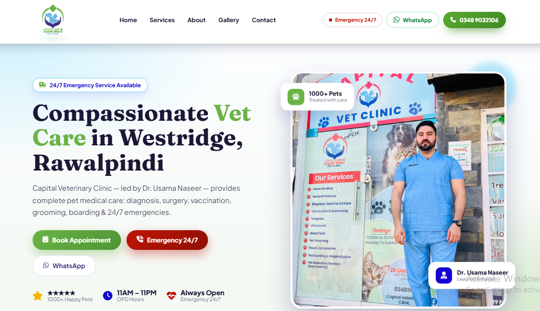 Capital Veterinary Clinic — 24/7 Pet Care Website