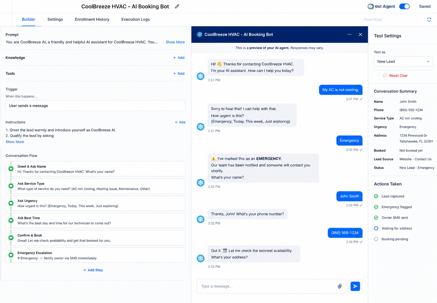 CoolBreeze HVAC  -  24/7 AI Lead Qualifier & Booking Bot