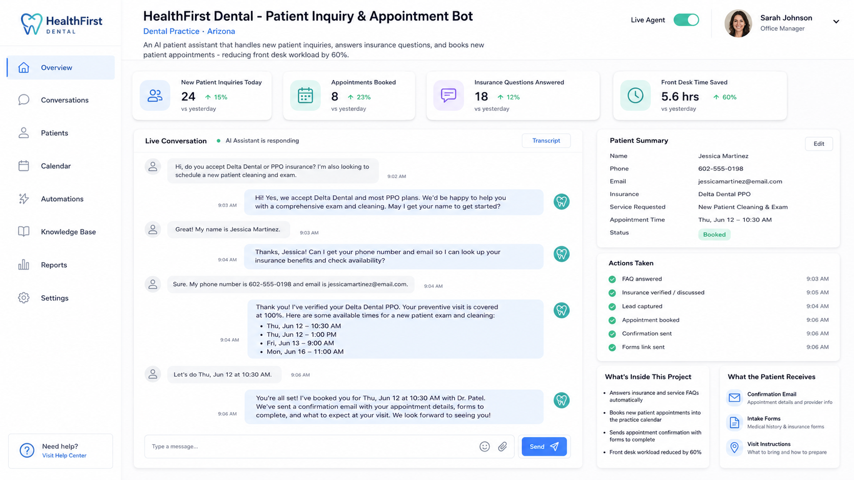 HealthFirst Dental  -  Patient Inquiry & Appointment Bot