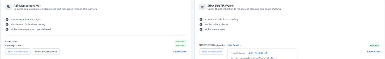 A2P 10DLC Registration — Lardi Global LLC