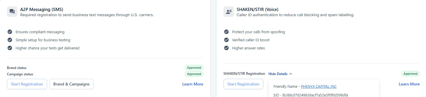 A2P 10DLC Registration — Phenyx Capital LLC